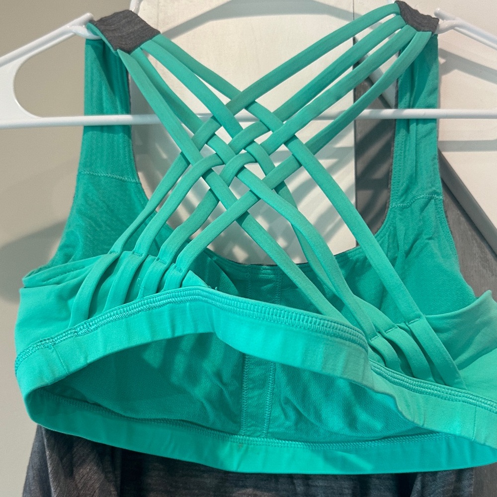 Gray Tank Top with Green Strappy Back - Picture 3 of 3